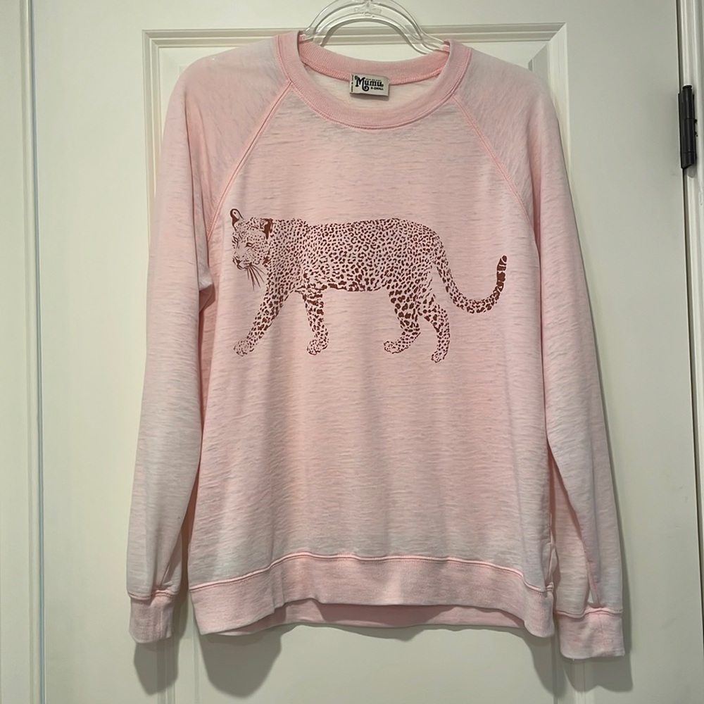 Show Me Your MuMu thin pink Posie Pullover Jungle Leopard, oversized, xs